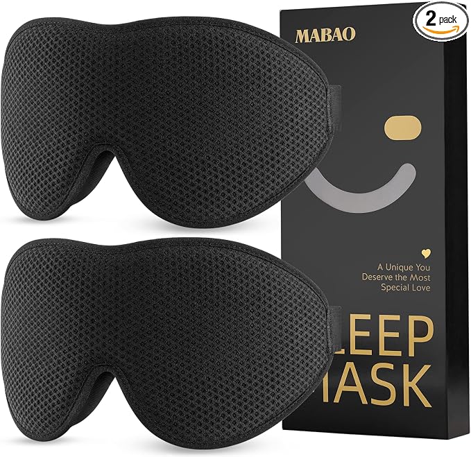 MABAO 2 Packs Sleep Mask for Side Sleeper, Eye Mask for Sleeping Women Men by MABAOSleepMasks