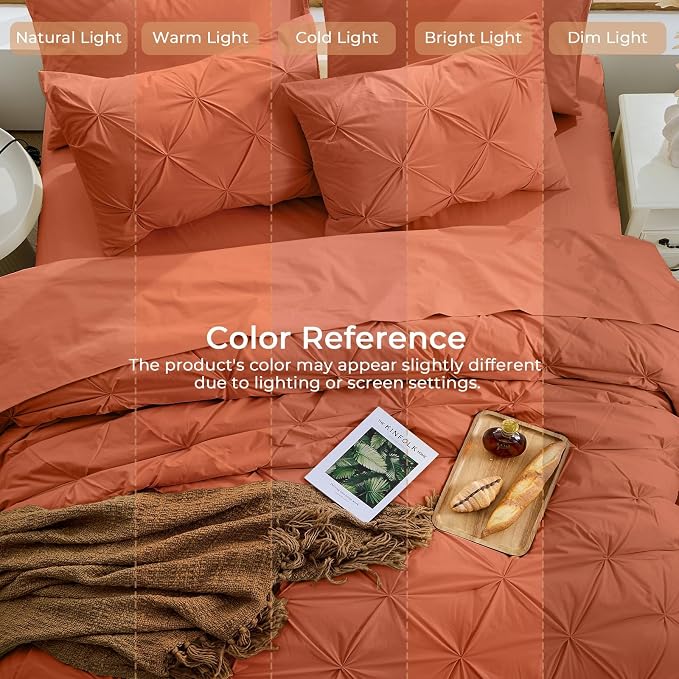 Sasttie Queen Comforter Set, 7-Piece Bed in a Bag, Pintuck Bedding Sets - Image 8