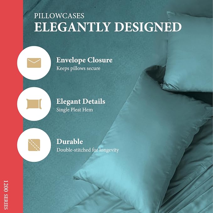 100% Egyptian Cotton Pillow Cases King Size Set of 2 - Image 4