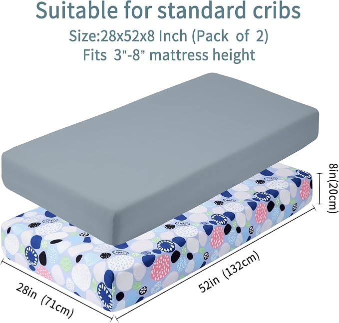 GUNTAIL Baby Crib Sheets for Boys Girls, 2 Pack Fitted Crib Sheet for Standard - Image 4