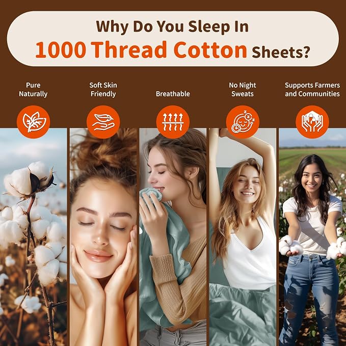 LBRO2M Split King Sheet Sets for Adjustable Bed 1000 Thread Count 100% Egyptian - Image 4