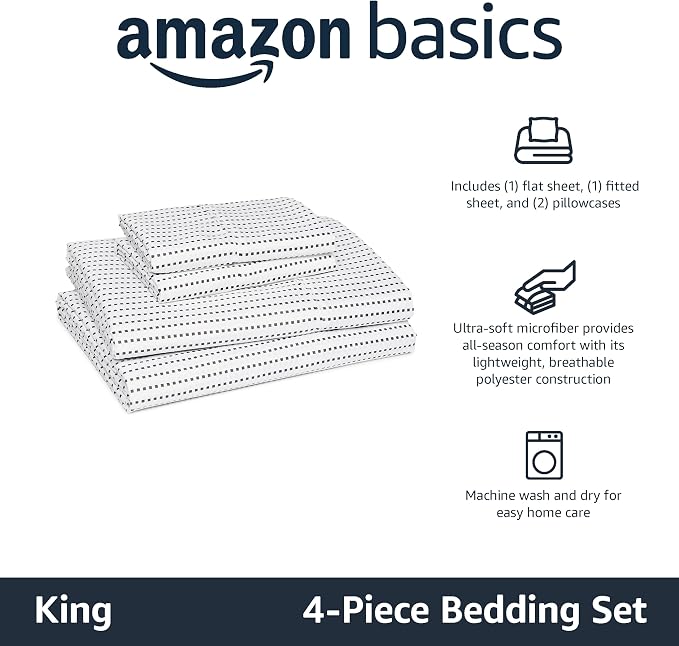 Amazon Basics Lightweight Microfiber 4-Piece Bed Sheet Set - Image 2