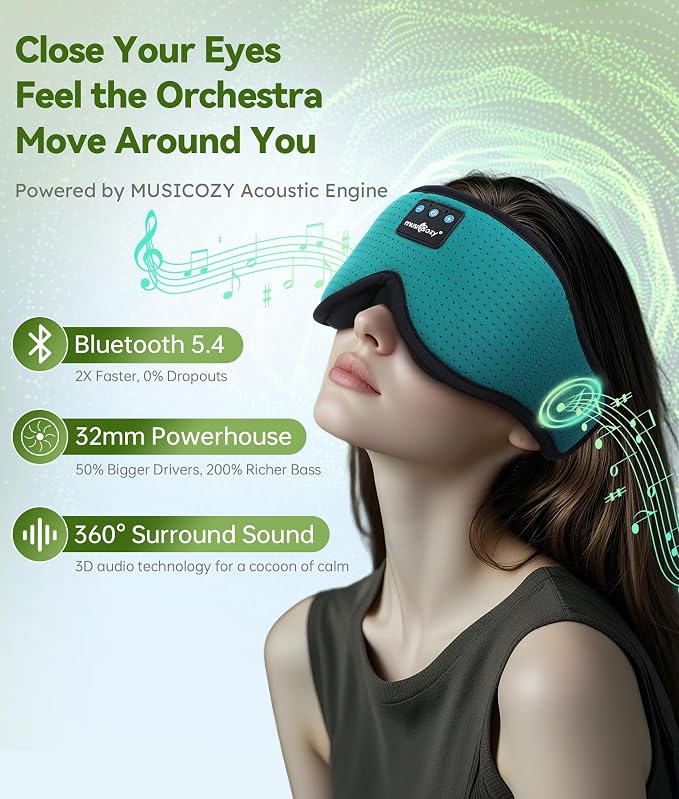 MUSICOZY Sleep Headphones Breathable Bluetooth Headband 3D Sleeping Headphones - Image 5
