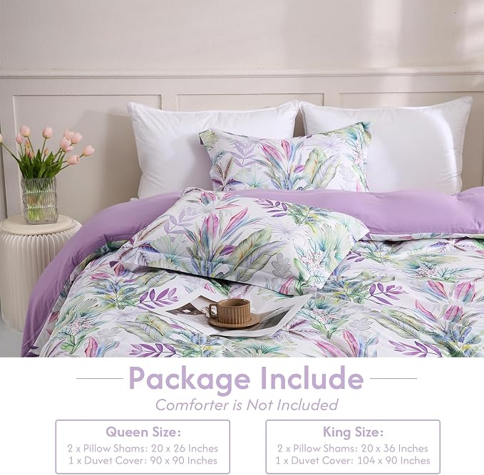 LONAVA Queen Botaincal 3 Pcs Duvet Cover Set, Breathable Soft Microfiber - Image 6