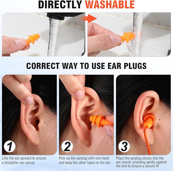Tondiamo 200 Pairs Ear Plugs Reusable Silicone Earplugs - Image 3