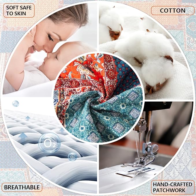 BEDIFANY 3 Pieces Cotton King Size Quilt Sets, Lightweight Bedspread King Size - Image 6