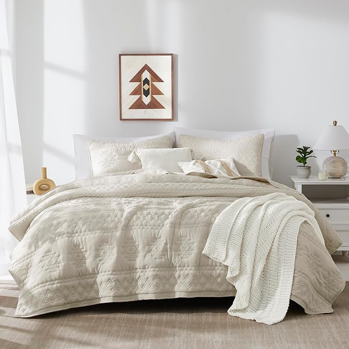 WDCOZY Beige Boho Twin Quit Size Bedding Set by WDCOZY