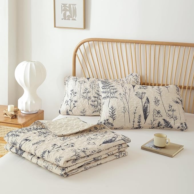 JANZAA Quilt King Size Beige Quilt Bed Spread Boho Quilt - Image 9