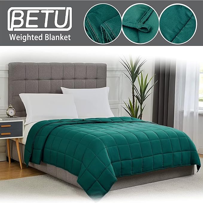 Green Weighted Blanket for Adults 12lbs, Twin Full Size Cooling Heavy Throw - Image 3