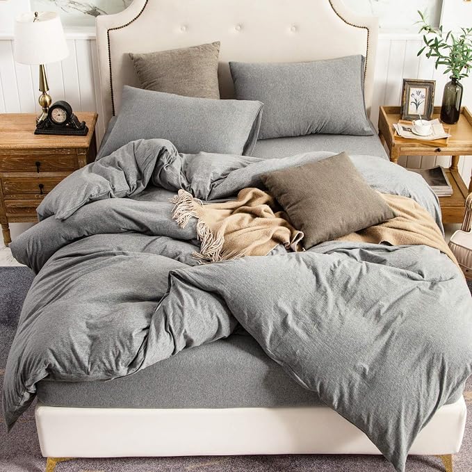 PURE ERA Jersey Knit Duvet Cover Set 100% T-Shirt Cotton Super Soft Comfy 3pc by PUREERA