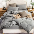 PURE ERA Jersey Knit Duvet Cover Set 100% T-Shirt Cotton Super Soft Comfy 3pc by PUREERA