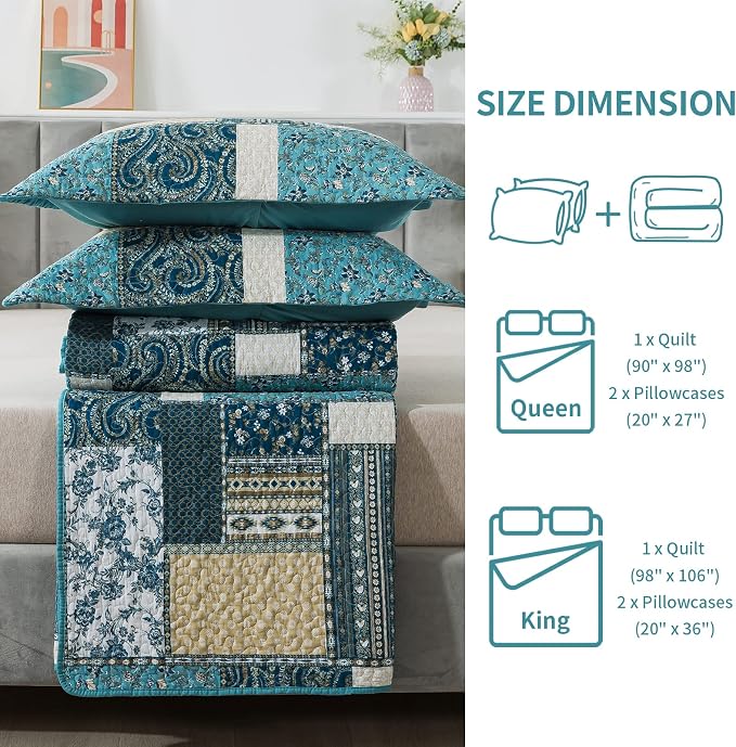 BEDIFANY Cotton Queen Size Quilt Sets, Lightweight Bedspread Queen Size - Image 8