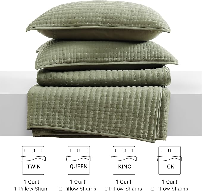 WRENSONGE Olive Green California/Oversized King Size Quilt Bedding Set - Image 8