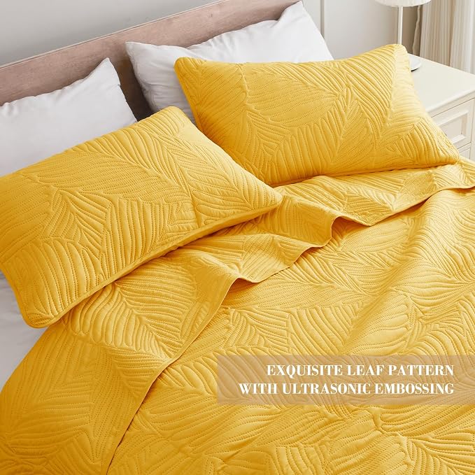 Exclusivo Mezcla King Size Quilt Bedding Set, Lightweight Yellow Quilts King - Image 3