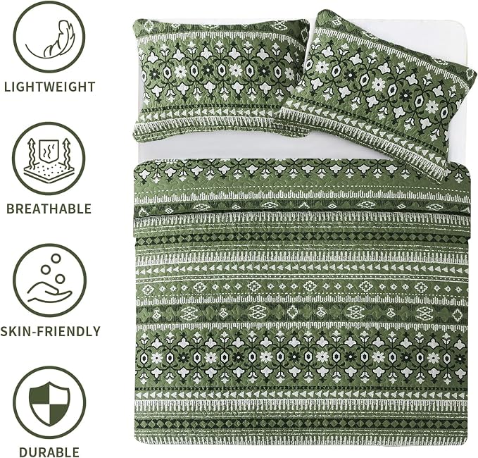 BEDIFANY California King Quilt, Reversible Lightweight Bedspread, Boho Bed - Image 6