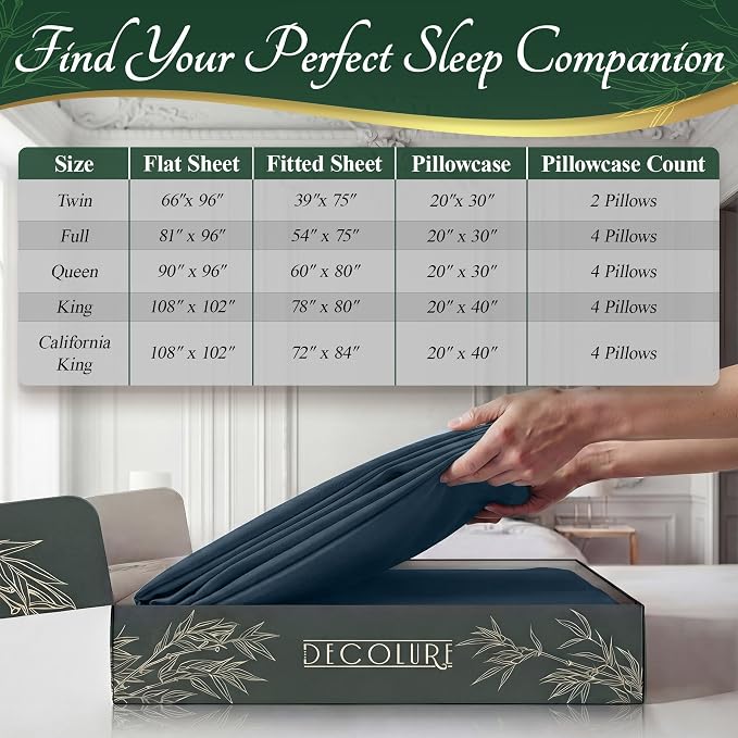 DECOLURE 100% Viscose Derived from Bamboo Sheets Full Size - Image 8