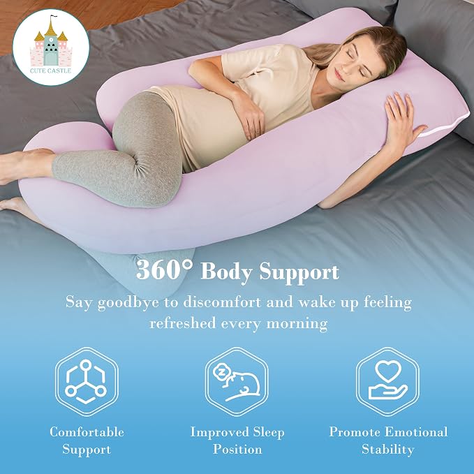 Cute Castle Cooling Cover Pregnancy Pillows, Soft U-Shape Maternity Pillow - Image 5