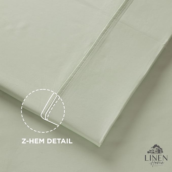 Linen Home 100% Cotton Percale 1 Flat Sheet, Full Size - Image 3