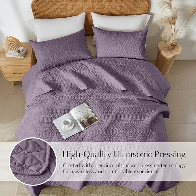 akkialla Full/Queen Quilt Set, Boho Geometric Pattern, Soft All-Season Bedding - Image 3