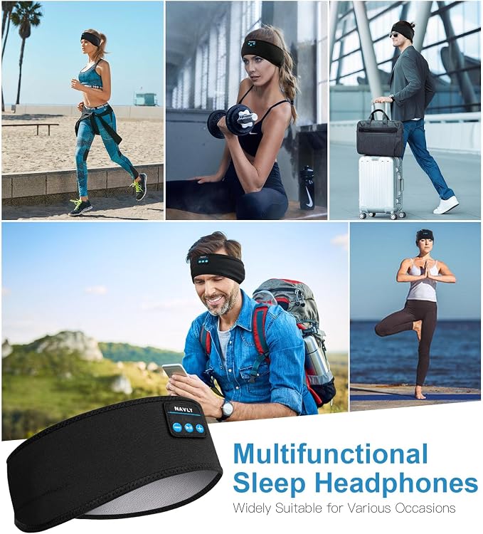 Navly Bluetooth Sports Headband Headphones, 3-in-1 Washable Headband - Image 8