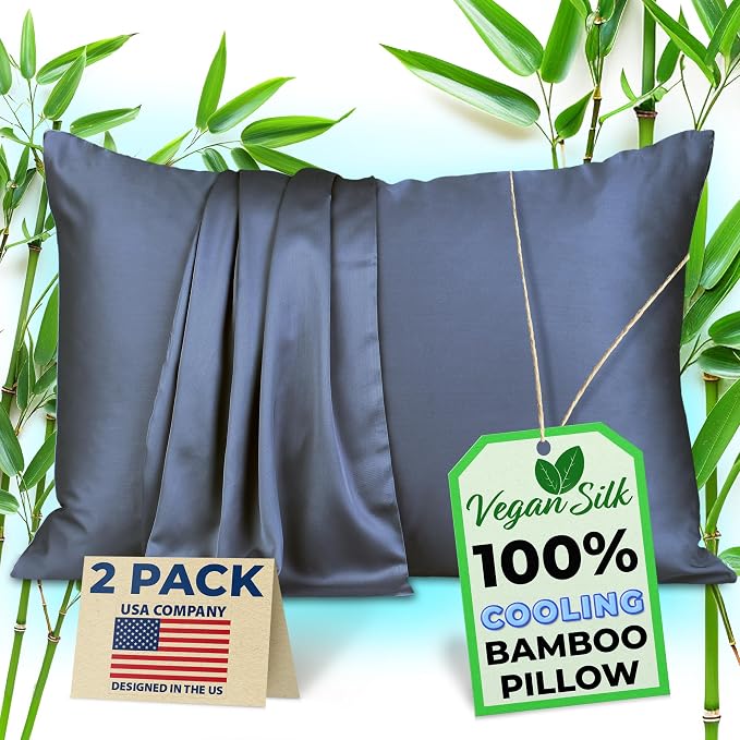 Pillow Cases - 100% Viscose Derived from Bamboo - Cooling Pillowcase - Queen by VeganSilk
