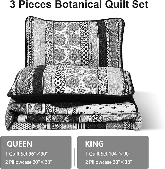 WONGS BEDDING Boho Quilt Set Queen Size, Lightweight Bedspread Coverlet Bedding - Image 7