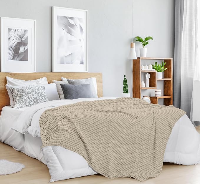 Utopia Bedding 100% Cotton Waffle Weave Blanket Throw Size - Image 6