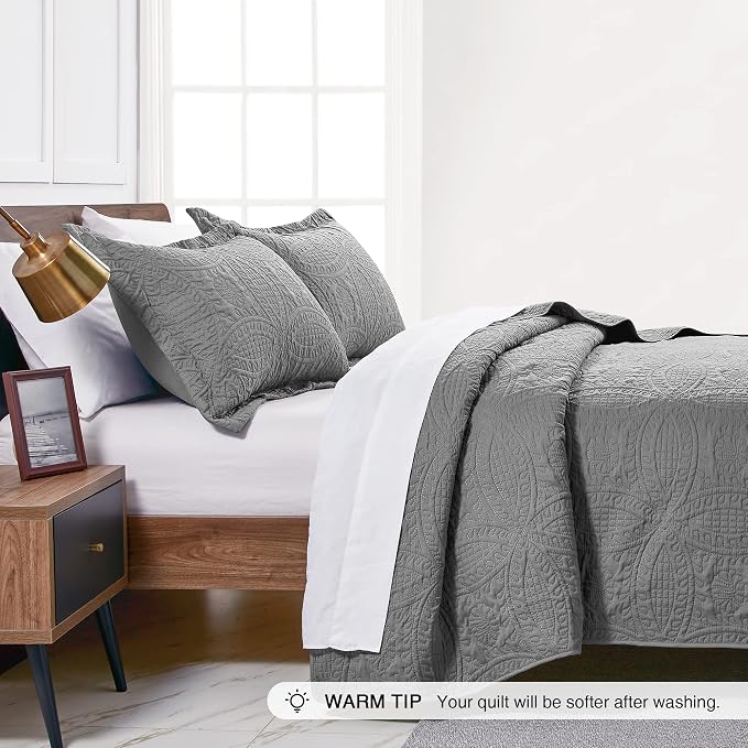 Love's cabin Quilts for Queen Bed Grey Bedspreads - Image 4