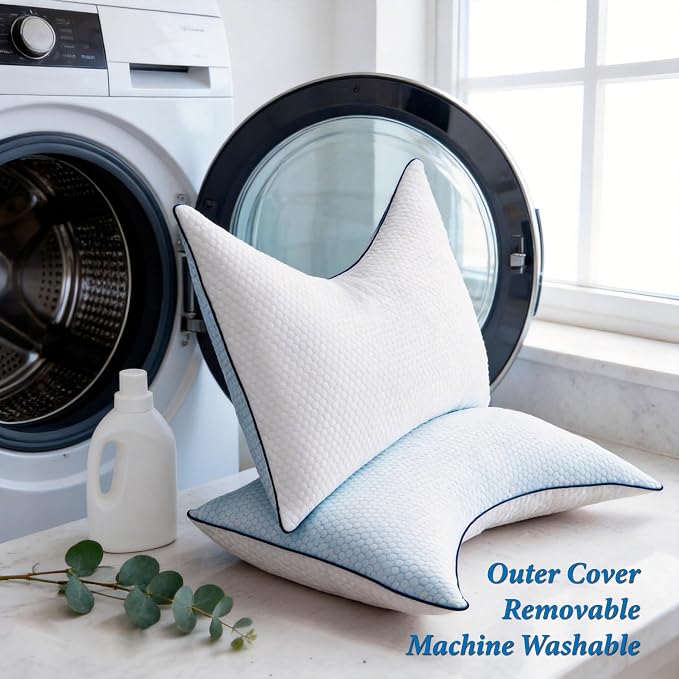 Cooling Pillow Queen Size, Shredded Memory Foam Adjustable Loft, Slow Rebound - Image 8