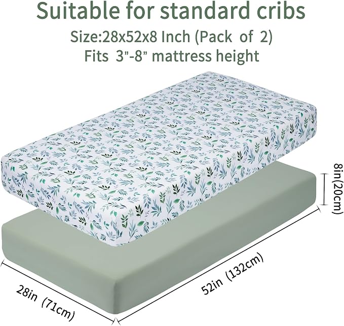 GUNTAIL Baby Crib Sheets for Boys Girls, 2 Pack Fitted Crib Sheet for Standard - Image 6