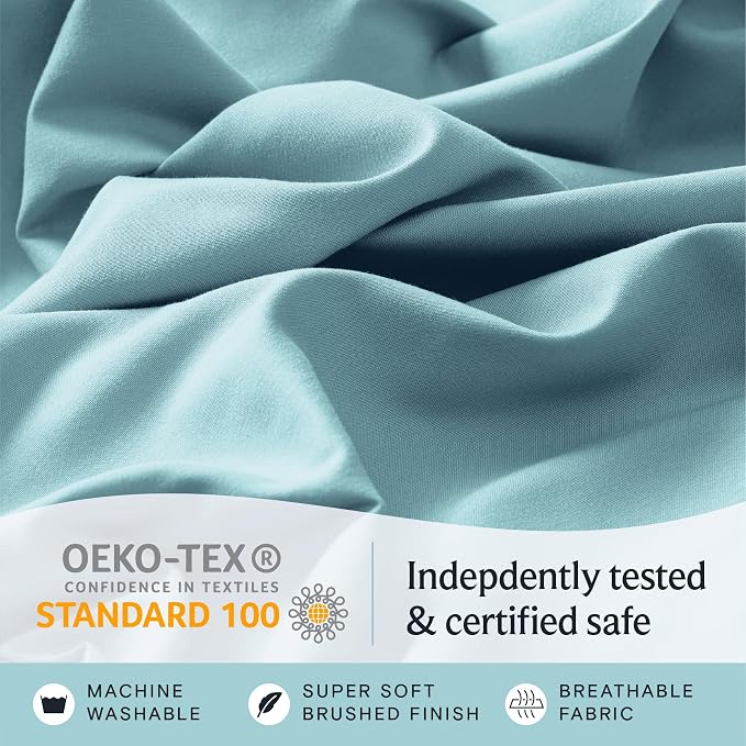 LuxClub 4 PC King Size Sheet Set Deep Pockets 18" Wrinkle Free Cooling Sheets - Image 7