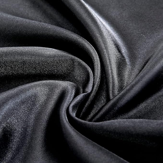 Homiest Black Satin Flat Sheet Twin Flat Sheet Only, Twin Top Sheet Silky - Image 3