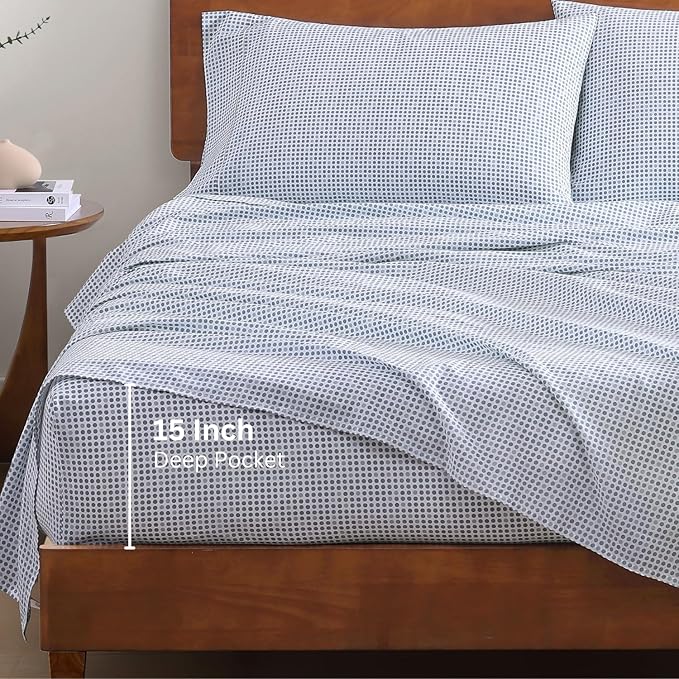 LANE LINEN 100% Organic Cotton Full Sheets Set Soft & Comfy Percale Long Staple - Image 4