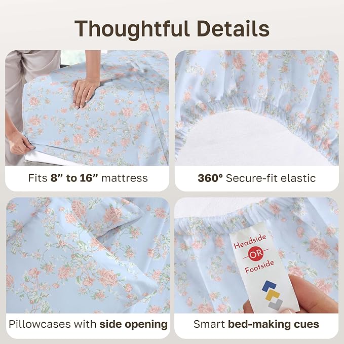 California Design Den Soft Cotton Bed Sheets Cal King Size Set, 400 TC Good - Image 5
