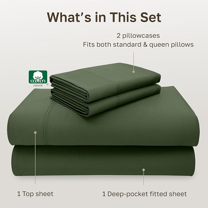 California Design Den 100% Cotton Sheets Queen Size Set - Image 4