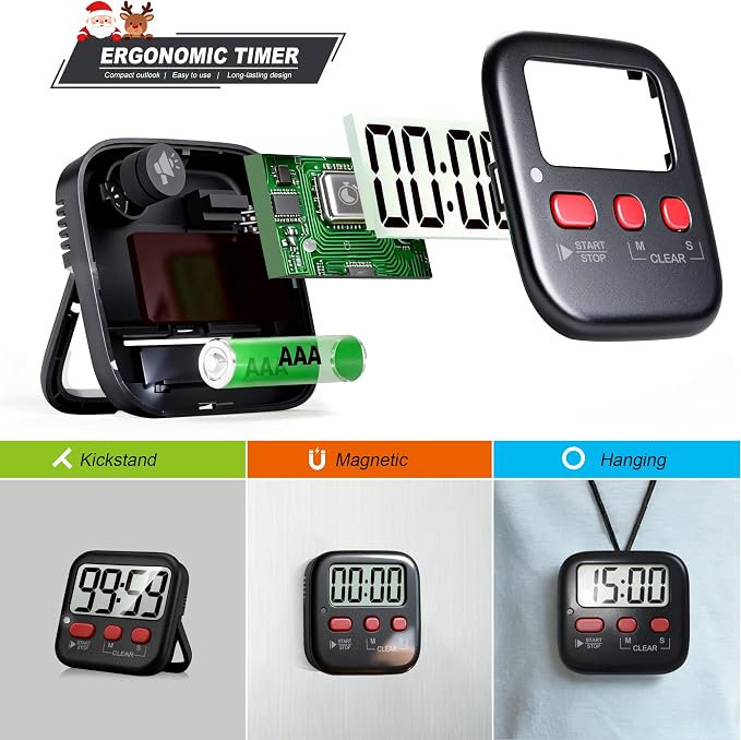 Antonki 2 Pack Digital Timer for Kids, Magnetic Countdown Kitchen Timers for - Image 5