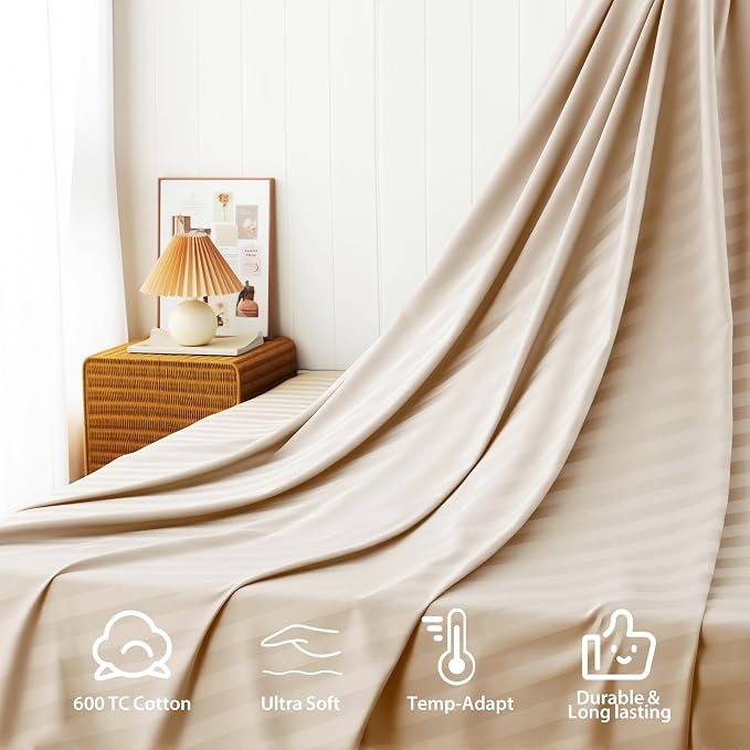 Cotton Flat Sheets Only, 600 TC 100% Cotton Flat Sheet Top Sheet Only, King - Image 4