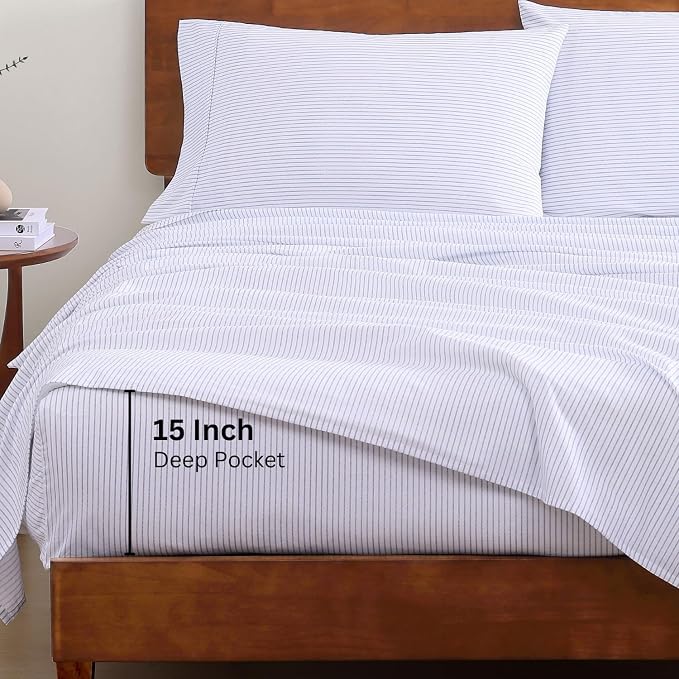LANE LINEN Eco Friendly 100% Organic Cotton King Bed Sheets Set, Printed Modern - Image 4