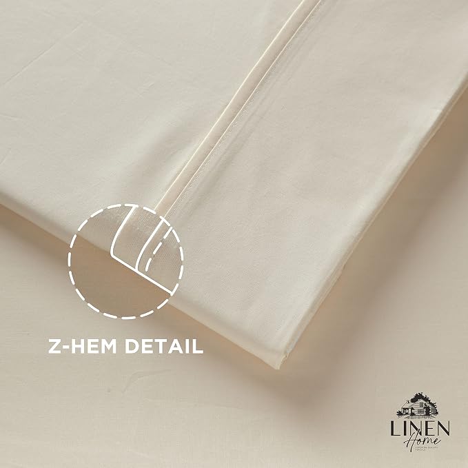 Linen Home 100% Cotton Percale 1 Flat Sheet, Queen Size - Image 3