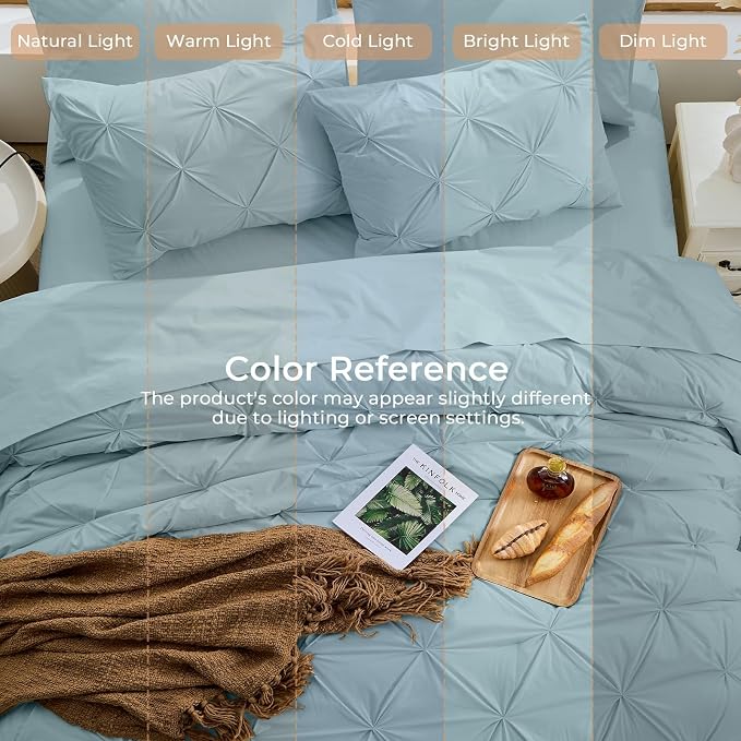 Sasttie Twin XL Comforter Set, 5-Piece Bed in a Bag, Pintuck Bedding Sets - Image 8