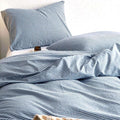 Wake In Cloud - Striped Cotton Duvet Cover Set, 100% Washed Cotton Textured by WakeInCloud
