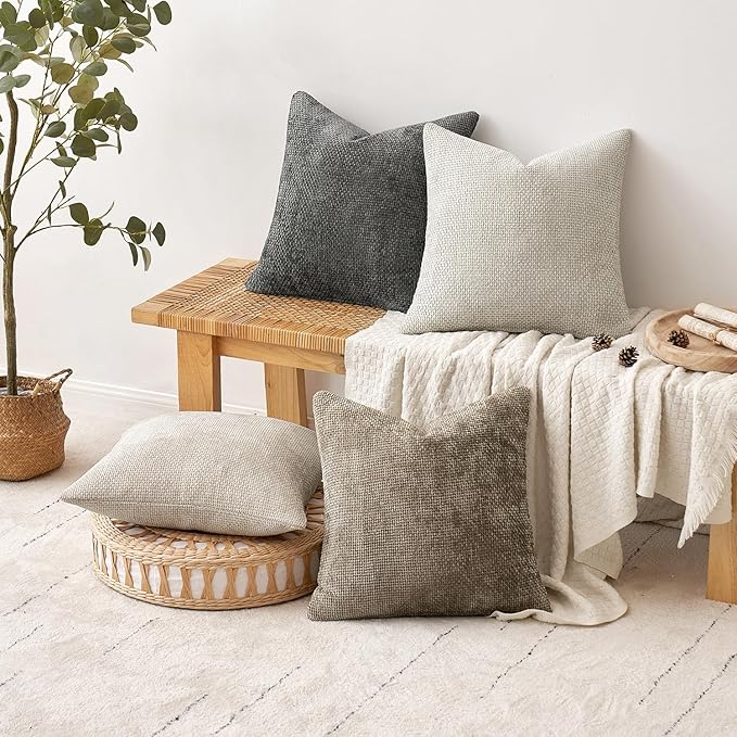MIULEE Pack of 4 Couch Throw Pillow Covers 22x22 Inch Neutral Soft Decorative - Image 4
