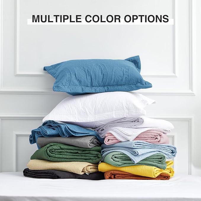 Love's cabin King Size Quilt Bedding Set Misty Blue Bedspreads - Image 8