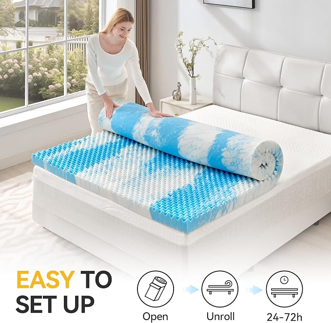 SINWEEK 3 Inch Egg Crate Memory Foam Mattress Topper Twin Size, Soft Mattress - Image 7