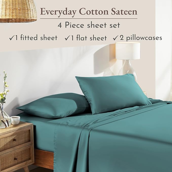 California Design Den Natural 100% Cotton Sheets Queen Size Bed - Image 4
