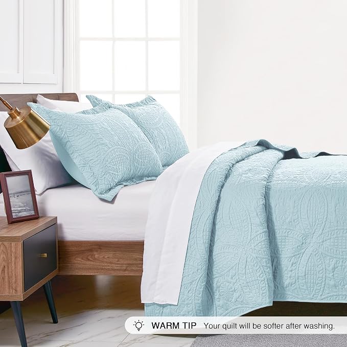 Love's cabin Quilts for Queen Bed Spa-Blue Bedspreads - Image 4