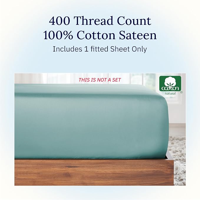 California Design Den Deep Pocket Twin XL Fitted Sheet, Soft 400 Thread Count - Image 3