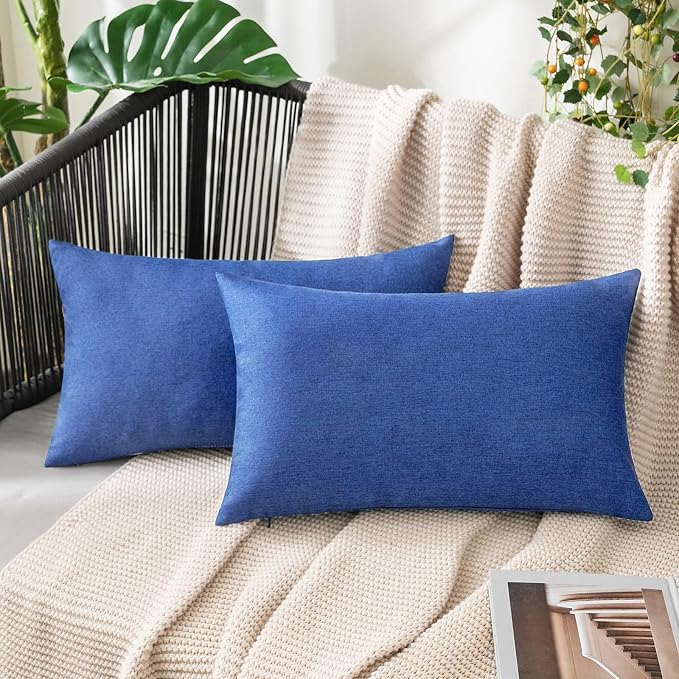 MIULEE Pack of 2 Decorative Outdoor Solid Waterproof Throw Pillow Covers Faux by MIULEE
