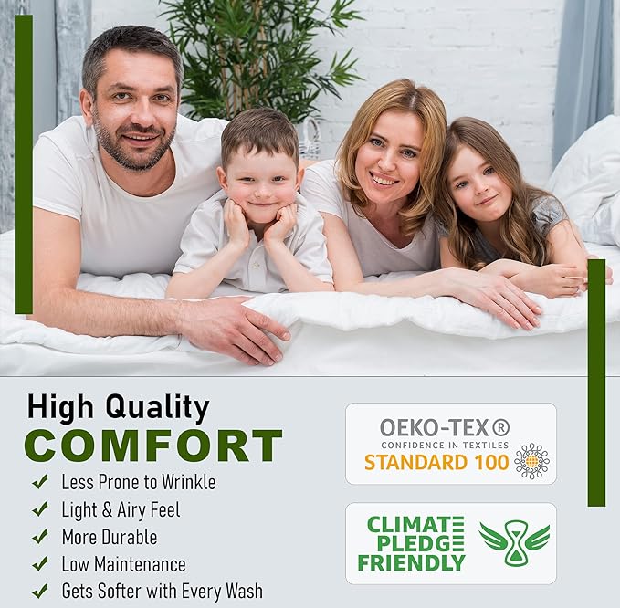 RUVANTI 100% Cotton Sheets – King Size Percale Bedding, Cooling & Breathable - Image 6
