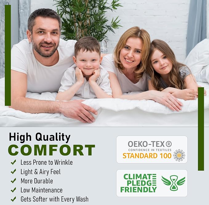 RUVANTI 100% Cotton Sheets – Queen Size Percale Bedding, Cooling & Breathable - Image 6